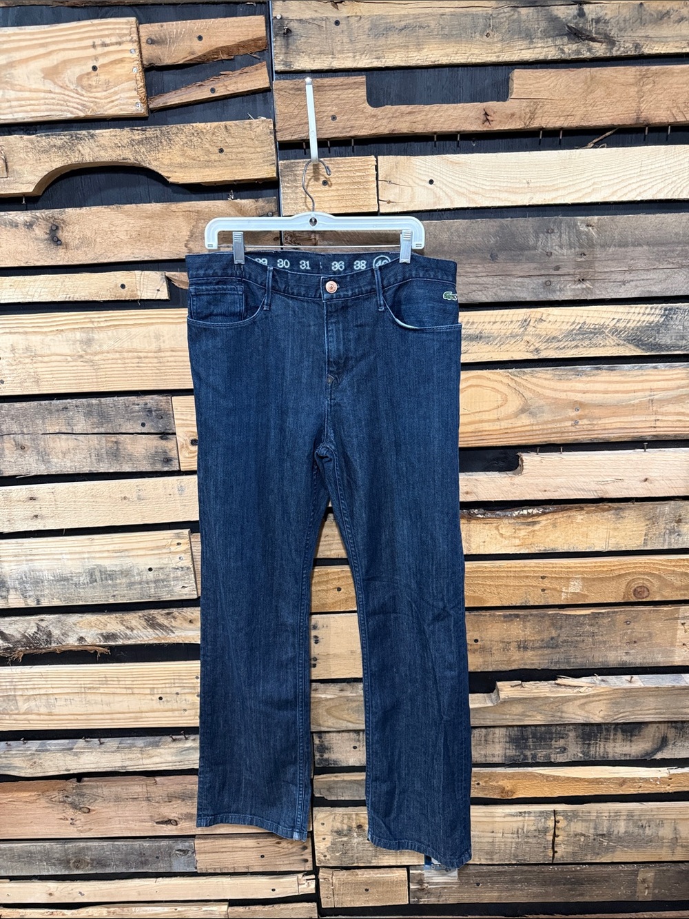 Earnest Sewn x Lacoste Jeans Men's 36
Straight Leg Fulton Fly 420 Dark Made
USA